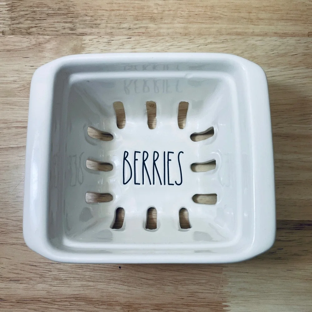 Rae Dunn Berries Ceramic Berry Basket White Artisan Collection by Magenta